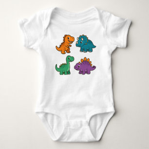 Cute Colourful Dinosaurs – Adorable Cartoon Dino D Baby Bodysuit