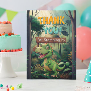 Cute Colourful Dinosaurs Boy First Birthday  Thank You Card