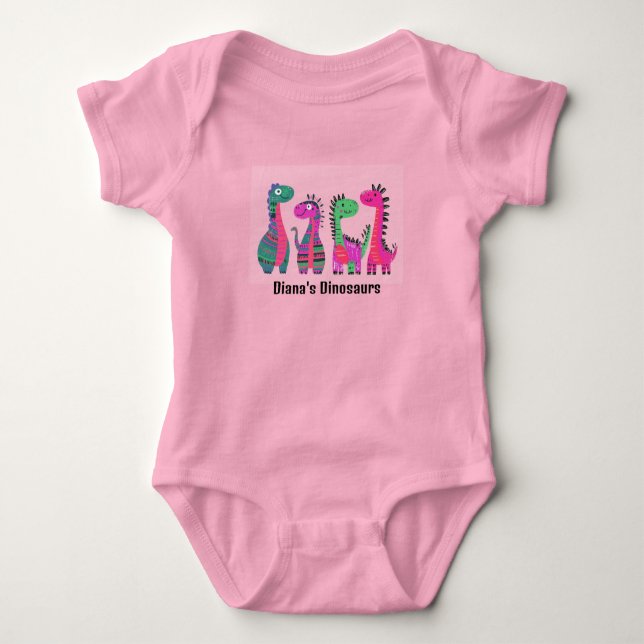 Cute Colourful Dinosaurs Design  Baby Bodysuit (Front)
