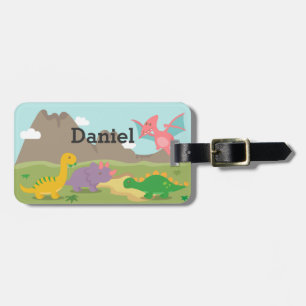 Cute Colourful Dinosaurs For kids Luggage Tag
