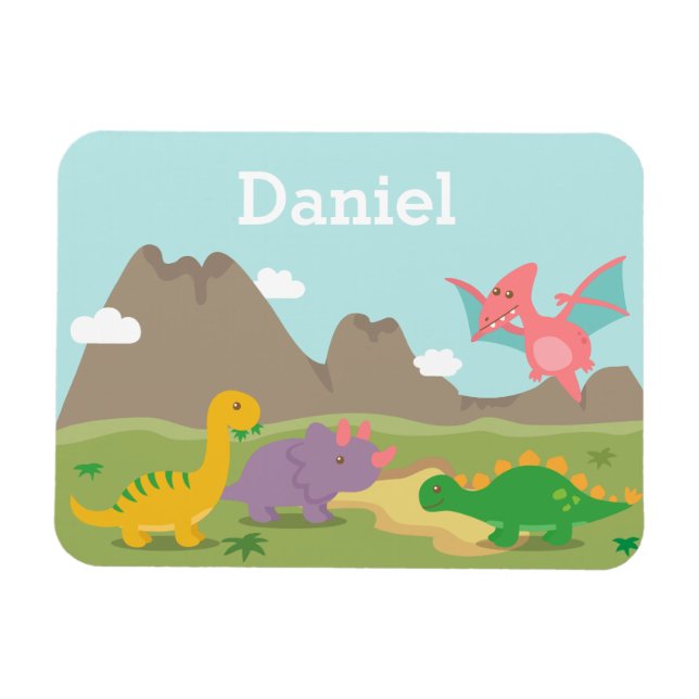 Cute Colourful Dinosaurs For little kids Magnet (Horizontal)