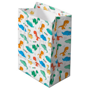 Cute Colourful Dinosaurs Illustrated Pattern Medium Gift Bag