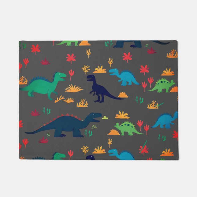 Cute Colourful Dinosaurs Pattern  Doormat (Front)