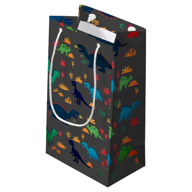 Cute Colourful Dinosaurs Pattern  Small Gift Bag (Back Angled)