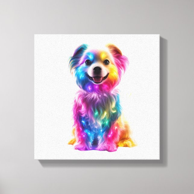 Cute Colourful Dog Canvas Print (Front)
