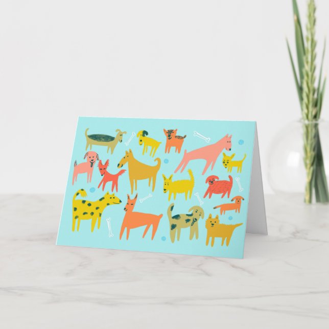 Cute Colourful Dogs CUSTOM THANK YOU Card (Front)