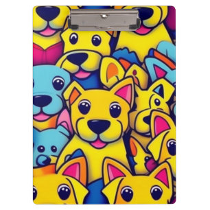 Cute colourful dogs happy dogs clipboard