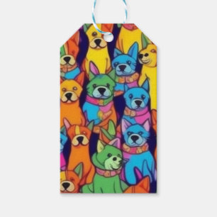 Cute colourful dogs happy dogs gift tags
