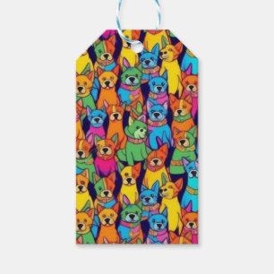 Cute colourful dogs happy dogs gift tags