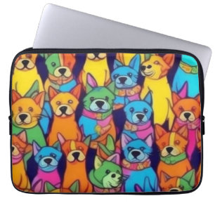 Cute colourful dogs happy dogs laptop sleeve