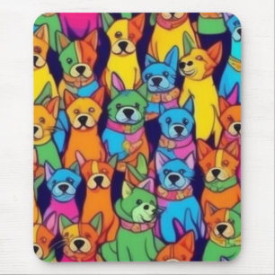 Cute colourful dogs happy dogs mouse pad