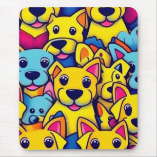 Cute colourful dogs happy dogs mouse pad