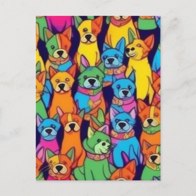 Cute colourful dogs happy dogs postcard (Front)