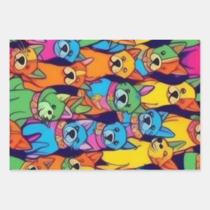 Cute colourful dogs happy dogs wrapping paper sheet