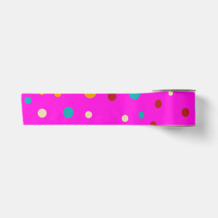 Cute Colourful Dots Pink Satin Ribbon