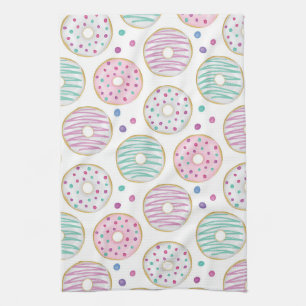 Cute Colourful Doughnut Pattern Tea Towel