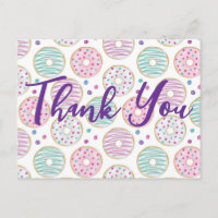 Cute Colourful Doughnut Pattern Thank You