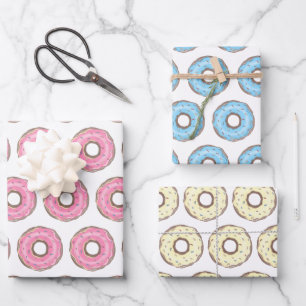Cute Colourful Doughnuts Pattern Sweet Kids Birthd Wrapping Paper Sheet