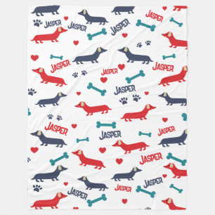 Cute Colourful Doxie Dog Dachshund Fleece Blanket