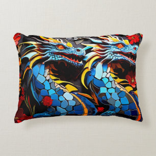 Cute Colourful Dragon Mosaics  Decorative Cushion