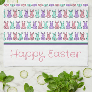 Cute Colourful East Bunny Personalised Tea Towel