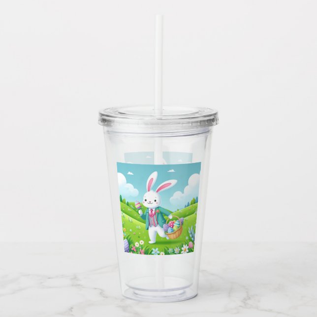 Cute, colourful Easter bunny Acrylic Tumbler (Front)