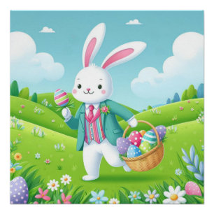 Cute, colourful Easter bunny Pedestal Sign