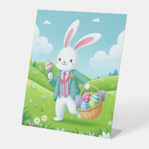 Cute, colourful Easter bunny Pedestal Sign