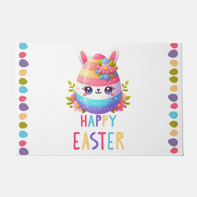 Cute, colourful Easter egg bunny serving tray Doormat (Front)