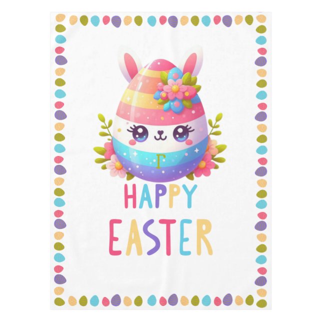 Cute, colourful Easter egg bunny Tablecloth (Front)