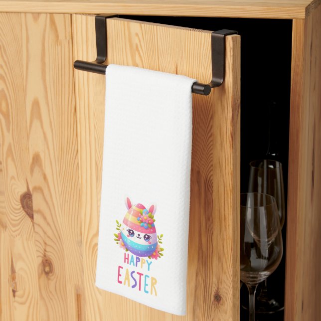 Cute, colourful Easter egg bunny Tea Towel (Thirds Fold)