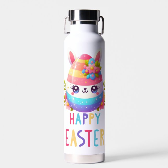 Cute, colourful Easter egg bunny Water Bottle (Front)