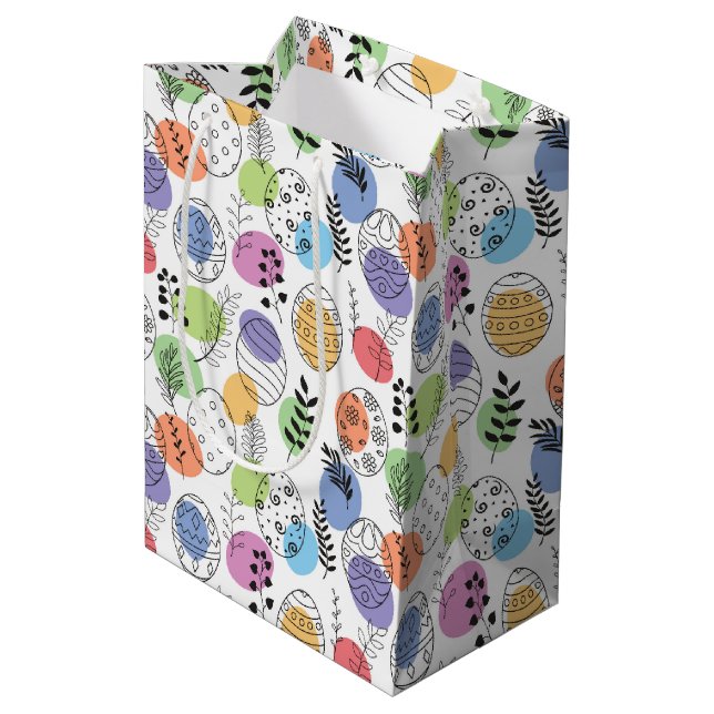 Cute colourful Easter Eggs Pattern Medium Gift Bag (Back Angled)