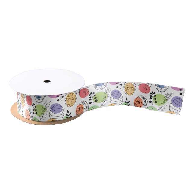 Cute colourful Easter Eggs Pattern Satin Ribbon (Spool)