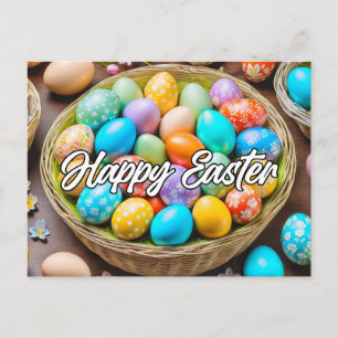 Cute Colourful Easter Holiday Basket Postcard