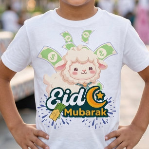 Cute Colourful Eid Mubarak Sheep Kids T-Shirt - Ha