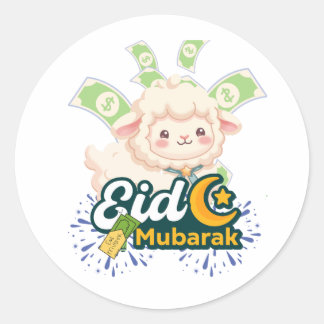Cute Colourful Eid Mubarak Sheep Kids T-Shirt - Ha Classic Round Sticker