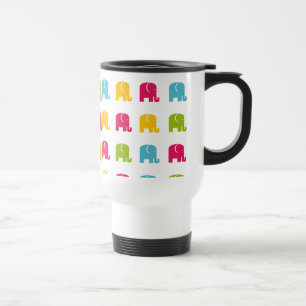 Cute Colourful Elephant Pattern Travel Mug