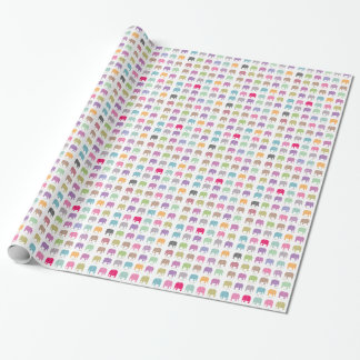 cute colourful elephants wrapping paper