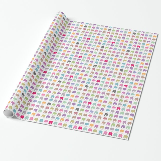 cute colourful elephants wrapping paper (Unrolled)