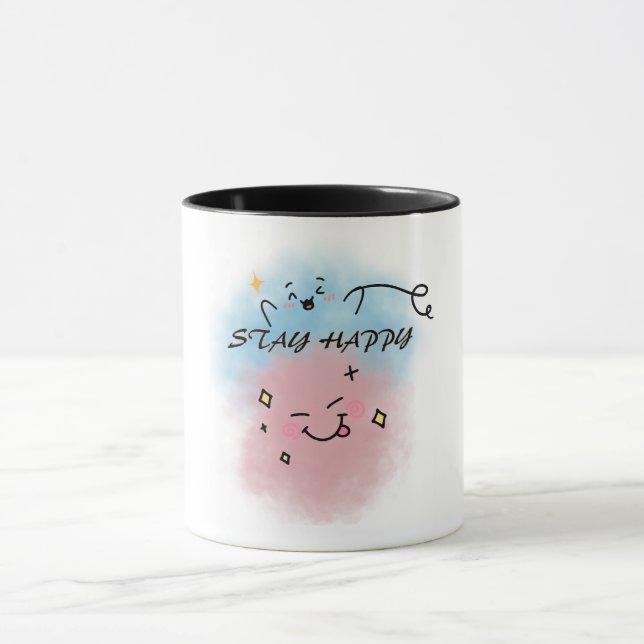 Cute colourful face coffee mug (Center)