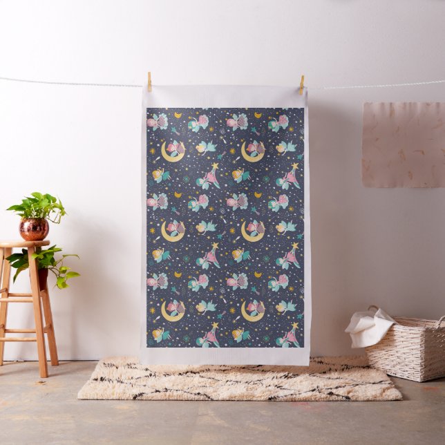 Cute colourful fairies pattern fabric (In Situ)