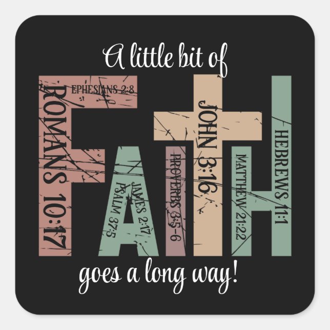  Cute Colourful Faith Bible Verses Typography Quot Square Sticker (Front)