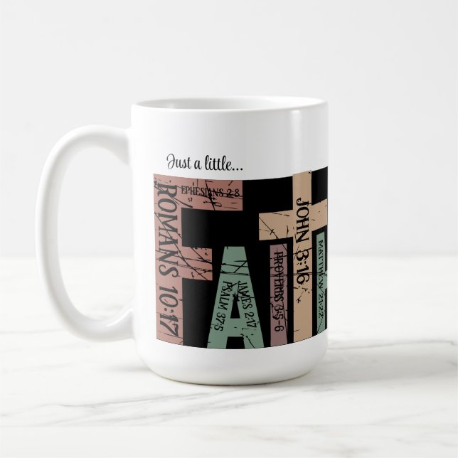 Cute Colourful Faith Bible Verses Typography Quote Coffee Mug (Left)