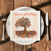 Cute & Colourful Fall Tree Personalised Birthda