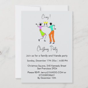 Cute colourful Family and Friends Christmas Invitation