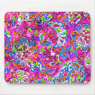 Cute colourful fantastic abstract floral mouse pad