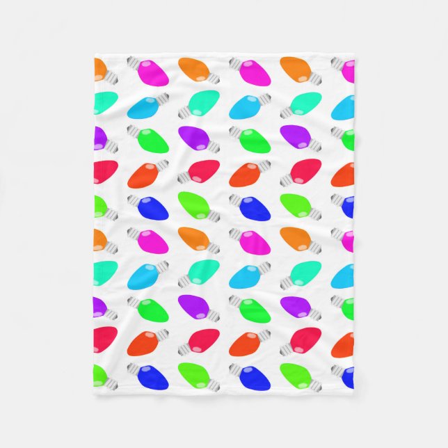 Cute & Colourful Festive Christmas Light Bulbs Fleece Blanket (Front)
