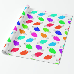 Cute & Colourful Festive Christmas Light Bulbs Wrapping Paper