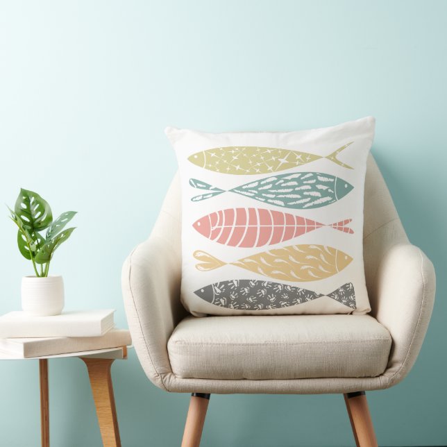 Cute Colourful Fish Coastal Theme Cushion (Chair)